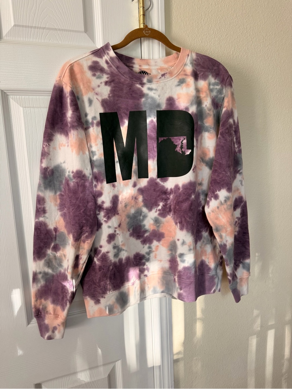 Tie-Dye Crewneck Sweatshirt - Purple & Peach size M